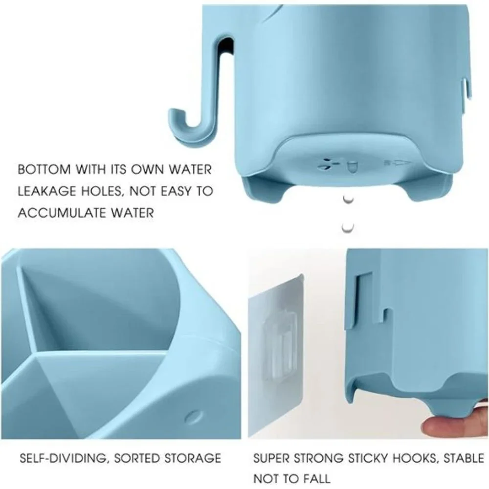 Kids Toothbrush Holder Elephant Bathroom Organizer Suction Wall Toddler Hook